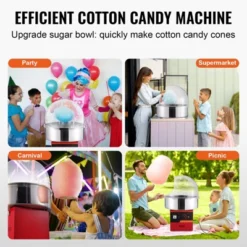 VEVOR Electric Cotton Candy Machine, 1000W Candy Floss Maker, Commercial Cotton Candy Machine With Cover, Stainless Steel Bowl, Sugar Scoop, Drawer -Vevor GUEST e53b4f5e a096 4194 a982 408cfc1a27ef
