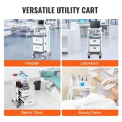 VEVOR 3 Tiers Lab Carts, Lab Utility Cart With 2 Drawers & 1 Top Tray, Mobile Medical Cart With ABS Material, Lab Rolling Cart -Vevor GUEST e54a1513 ede2 4239 99e6 a418ae338e9e