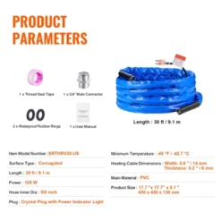 VEVOR 30ft Heated Water Hose For RV, Heated Drinking Water Hose With Corrugated Cover Antifreeze To -45°F, Automatic Self-regulating, 5/8" I.D. Blue 14 VEVOR 30ft Heated Water Hose For RV, Heated Drinking Water Hose With Corrugated Cover Antifreeze To -45°F, Automatic Self-regulating, 5/8" I.D. Blue -Vevor GUEST e5575738 78eb 4617 87af 6264aa156649