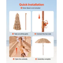 VEVOR Tiki Umbrella, 6.5 Ft Thatched Patio Umbrella With Tilt, Hawaiian Style Beach Parasol With Durable PP Thatch And 8 Metal Ribs, Oringinal Color 12 VEVOR Tiki Umbrella, 6.5 Ft Thatched Patio Umbrella With Tilt, Hawaiian Style Beach Parasol With Durable PP Thatch And 8 Metal Ribs, Oringinal Color -Vevor GUEST e564b879 c82c 4c94 95b0 ee4d82750700