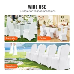 VEVOR Stretch Spandex Folding Chair Covers, Universal Fitted Chair Cover, Removable Washable Protective Slipcovers, For Wedding, 150PCS White -Vevor GUEST e56d5950 2001 432b 84bf d289deeccf3a 1
