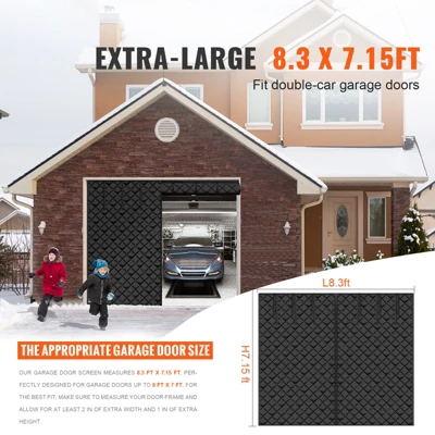 VEVOR Garage Door Screen For Winter, 8x7FT, Garage Door Insulation Kit, Magnetic Thermal Insulated Door Curtain With 300D Oxford Fabric, Black 2 VEVOR Garage Door Screen For Winter, 8x7FT, Garage Door Insulation Kit, Magnetic Thermal Insulated Door Curtain With 300D Oxford Fabric, Black - Image 2