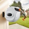 VEVOR Retractable Hose Reel, 115 Ft X 1/2 Inch, 180° Swivel Bracket Wall-Mounted, Garden Water Hose Reel With 9-Pattern Nozzle, Automatic Rewind