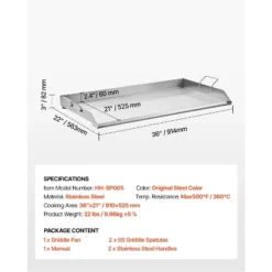 VEVOR Stainless Steel Griddle, 36x22 Inch Universal Flat Top Rectangular Plate, Gas Grill Griddle For BBQ Grill, Teppanyaki, Silver -Vevor GUEST e5ccbff5 328b 491f a8cf 8ed079c14eb3