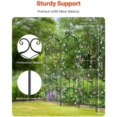 VEVOR Garden Trellis For Climbing Plants, 71 X 20 In, 4 Packs Rustproof Metal Garden Flower Trellis, Outdoor Climbing Rose Trellis Cucumbers Support 2 VEVOR Garden Trellis For Climbing Plants, 71 X 20 In, 4 Packs Rustproof Metal Garden Flower Trellis, Outdoor Climbing Rose Trellis Cucumbers Support - Image 2