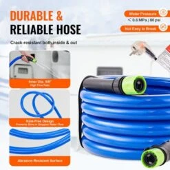 VEVOR 15ft Heated Water Hose For RV,Heated Drinking Water Hose Antifreeze To -45°F, Automatic Self-regulating, 5/8" I.D. With 3/4" GHT Adapter, Blue -Vevor GUEST e62b9882 2b57 4c48 87af 5e95d63ea553