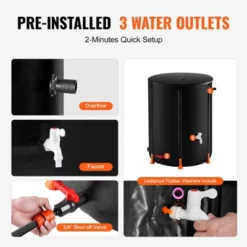 VEVOR Collapsible Rain Barrel, 66 Gallon/250 L Portable Rain Water Collection Barrel, PVC Rainwater Collection System With Spigots And Overflow Kit -Vevor GUEST e698be2a f183 4db5 84e9 d4fadf9dbf91