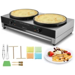 VEVOR Electric Crepe Maker, 16-Inch Double Head Commercial Crepe Machine, 3400W Flat Plate Crepe Griddle, Nonstick Stainless Steel Pancake Making -Vevor GUEST e6bab866 20f1 4b08 9918 4ce92ed1b4c3