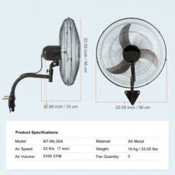 VEVOR Wall Mount Fan, 2 PCS 20 Inch Oscillating, 3-speed High Velocity Max. 4000 CFM Industrial Wall Fan For Indoor, Commercial, Residential -Vevor GUEST e7595ab2 bb3c 4120 bf19 6d5da406dc01