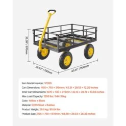 VEVOR 1200 Lbs Steel Garden Cart, Heavy Duty Pullable Garden Wagon Yard Cart, 2 In 1 Outdoor Metal Utility Wagon Yard Trailer, Black -Vevor GUEST e76c82b4 6074 4193 be8d 1e8bb2eed8cb