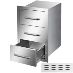 VEVOR Outdoor Kitchen Drawers 16" W X 21.5" H X 18" D, Flush Mount Triple Access BBQ Drawers With Stainless Steel Handle, BBQ Island Drawers,Silver -Vevor GUEST e7b00966 713b 4800 b988 b9ca8c39c9e7