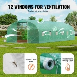 VEVOR Walk-in Tunnel Greenhouse, 29.5x9.8x6.6 Ft Hoop House Greenhouse Tunnel With Galvanized Steel Frame, PE Cover, Roll-up Zipper Door, 12 Windows 13 VEVOR Walk-in Tunnel Greenhouse, 29.5x9.8x6.6 Ft Hoop House Greenhouse Tunnel With Galvanized Steel Frame, PE Cover, Roll-up Zipper Door, 12 Windows -Vevor GUEST e823ba0d 650c 4fb2 86b5 e803a4fbf26f