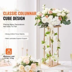 VEVOR 4PCS Gold Metal Column Wedding Flower Stand, 23.6inch High With Metal Laminate, Vase Geometric Centerpiece Stands, Cylindrical Floral Display -Vevor GUEST e866607d ff76 40b3 bce2 650732d6637c