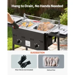VEVOR Outdoor Propane Deep Fryer, Dual-Tank 8QTx2 Commercial Fryer, Stainless Steel Cooker With Foldable Platform, Dual Basket, Black -Vevor GUEST e91052cc 743c 4c2c 91df 632613ae9606