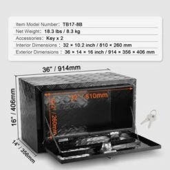 VEVOR Underbody Truck Box, 36" X 14" X 16" Pickup Storage Box, Heavy Duty Aluminum Diamond Plate Tool Box With Lock And Keys -Vevor GUEST e91d4802 5153 463e bd6a 1a8abbf01be2