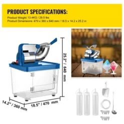 VEVO 110V Commercial Electric Ice Shaver 440lbs/h, Snow Cone Machine With Dual Blades, Stainless Steel Shaved Ice Machine For School, Church, Blue -Vevor GUEST e95ee0fd 732c 4c34 b155 0349e88a78fe