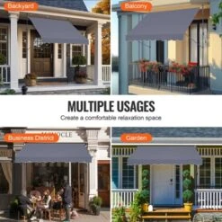 VEVOR 98 X 47" Patio Awning Retractable, Awning Sunshade Shelter With Manual Crank Handle, Adjustable Height From 86 To 122 In, Dark Gray -Vevor GUEST e9846c9d 2511 4649 80b2 953216168d43