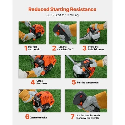 VEVOR String Trimmer, 51.7CC 2-Stroke, Gas Powered Weed Wacker, 16.9" Cordless Grass Trimmer, Multi-Functional Lawn Edger With Shoulder Strap 4 VEVOR String Trimmer, 51.7CC 2-Stroke, Gas Powered Weed Wacker, 16.9" Cordless Grass Trimmer, Multi-Functional Lawn Edger With Shoulder Strap - Image 4