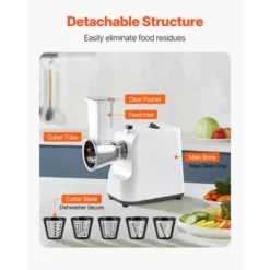 VEVOR Electric Cheese Grater Salad Maker, 200W Salad Shooter, Electric Vegetable Slicer Shredder Chopper For Fruits With 5 Attachments, White -Vevor GUEST e9a2538e 95ac 46b4 bc19 ed2004a5ce94