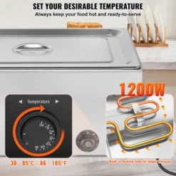 VEVOR Commercial Food Warmer, 1 X 19QT Electric Steam Table, 1200W Professional Countertop Stainless Steel Buffet Bain Marie -Vevor GUEST e9de80b5 8e01 4d6f 813d 0ccd5be0ff0e