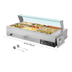 VEVOR Commercial Food Warmer, 1500W Electric Stainless Steel Steam Food Warmer With Glass Cover, 9-Pan Countertop Buffet Bain Marie, Silver -Vevor GUEST e9efa4b8 ae13 46ba a5c7 6653fa69b57b