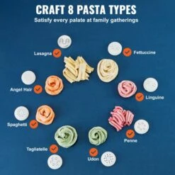 VEVOR Electric Pasta Maker, 150W Automatic Noodle Maker Machine With 8 Pasta Shapes, 4 Intelligent Modes, 500g Flour Capacity, Black -Vevor GUEST ea371c81 ba76 47d0 b211 af06e82fa8a7