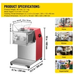 VEVOR Commercial Meat Cutting Machine, 551 Lbs/H 850W Meat Shredding Machine, 3.5mm Blade, Stainless Steel Restaurant Food Cutter, Red -Vevor GUEST ea4826e7 dfc0 48fa b813 df12593eb948