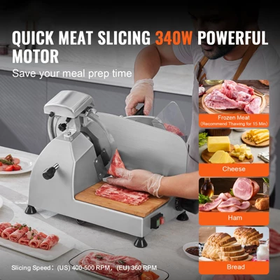 VEVOR Meat Slicer, 340W Electric Deli Food Slicer With 10" SUS420 Stainless Steel Blade And Built-in Sharpening Stone, 0-0.6 Inch Adjustable Thickness 2 VEVOR Meat Slicer, 340W Electric Deli Food Slicer With 10" SUS420 Stainless Steel Blade And Built-in Sharpening Stone, 0-0.6 Inch Adjustable Thickness - Image 2