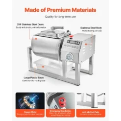 VEVOR Commercial Meat Tumbler Marinator, 20L Vacuum Tumbler Marinating Machine With Bidirectional Rotation And 3-Speed, Silver -Vevor GUEST eb3a3ed9 5feb 462b 9b0b 65a7ebbee5ba