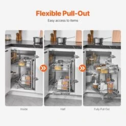 VEVOR 18"W Opening Blind Corner Pull Out Organizer, 2 Tier 4 Shelf Kitchen Cabinet Organizer, Magic Chrome Carbon Steel Storage Basket, Silver 11 VEVOR 18"W Opening Blind Corner Pull Out Organizer, 2 Tier 4 Shelf Kitchen Cabinet Organizer, Magic Chrome Carbon Steel Storage Basket, Silver -Vevor GUEST ebb13784 fb9c 4f4e bbba 80fc56c9cbe9