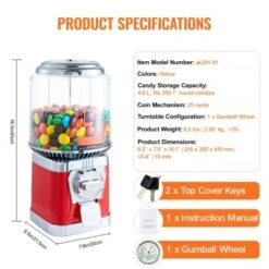 VEVOR Gumball Machine For Kids, 16"H Home Candy Vending Machine, PC Round Gumball Dispenser, Bubble Gum Machine For Game Stores 14 VEVOR Gumball Machine For Kids, 16"H Home Candy Vending Machine, PC Round Gumball Dispenser, Bubble Gum Machine For Game Stores -Vevor GUEST ec15e648 ea27 4ced a302 1831c73a0674