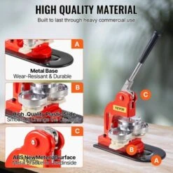 VEVOR Button Maker Machine, 75 Mm (3 Inch) Badge Punch Press Kit, Children DIY Gifts Pin Maker, Button Making Supplies, Orange -Vevor GUEST ec4768be 4307 48cf 9112 ae58481c7663