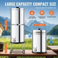 VEVOR Gravity-fed Water Filter System, 2.25G 304 Stainless-Steel Countertop Water Filtration System, Reduces Lead And Up To 99% Of Chlorine -Vevor GUEST ec754de3 51c9 47fe 8369 c5e9a060436e