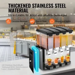 VEVOR Commercial Beverage Dispenser, 4 Tanks 10 L / 10.6 QT Per Tank Juice Dispenser, 430W Stainless Steel Ice Tea Drink Machine -Vevor GUEST eca7710d 7d98 4e2b 95c3 a4d4c26fad5d