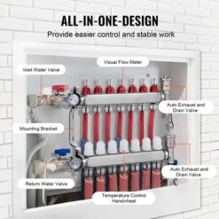 VEVOR 7-Branch Radiant Heat Manifold, 1/2" PEX Tubing Manifold, Stainless Steel PEX Manifold For Hydronic Radiant Floor Heating, Silver -Vevor GUEST ecad3911 b5ed 418e a0c1 156be655653a