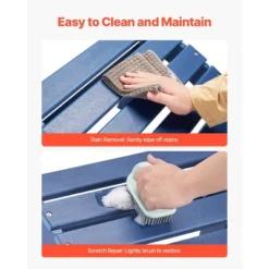 VEVOR Adirondack Ottoman Set Of 2, 18.7L X 18.9W X 13.8H Inch HDPE Plastic Folding Adirondack Ottoman, Weather-Resistant Foot Rest, Blue -Vevor GUEST eccd7874 5af6 499a b881 6434cc4210a3 1