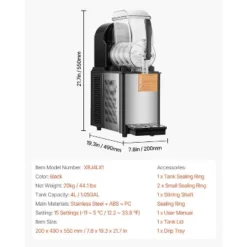 VEVOR Commercial Slushy Machine, 4L Single Tank Frozen Drink Machine, 16 Cups Stainless Steel Margarita Smoothie Frozen Drink Maker, Black -Vevor GUEST ecdb8507 09e0 41cc bd50 5c0451d1dd48