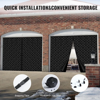 VEVOR Garage Door Screen For Winter, 8x7FT, Garage Door Insulation Kit, Magnetic Thermal Insulated Door Curtain With 300D Oxford Fabric, Black 6 VEVOR Garage Door Screen For Winter, 8x7FT, Garage Door Insulation Kit, Magnetic Thermal Insulated Door Curtain With 300D Oxford Fabric, Black - Image 6