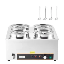 VEVOR Electric Soup Warmer, Four 6.34QT Stainless Steel Round Pot With 86~185°F Adjustable Temp, 1500W Commercial Bain Marie, Silver -Vevor GUEST ed09d930 5f71 4f54 84d8 529c92a50279