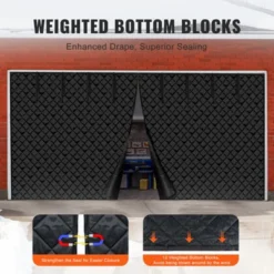 VEVOR Garage Door Screen For Winter, 18x7FT, Garage Door Insulation Kit, Magnetic Thermal Insulated Door Curtain With 300D Oxford Fabric, Black -Vevor GUEST ed176927 d59d 43cb 9da3 9d3a565fe157 1