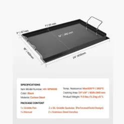 VEVOR Carbon Steel Griddle, 24x16 Inch Universal Flat Top Rectangular Plate, Gas Grill Griddle For BBQ Grill, Teppanyaki, Black -Vevor GUEST ed48fd31 72fa 450a b20b 3b2c4c715894
