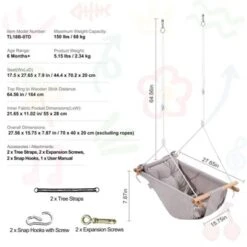 VEVOR Canvas Hammock Swing, 3 Modes Baby Swing Indoor And Outdoor With 5-Point Harness, And Tree Straps, 150lbs Weight Capacity, Integrated Cushion 14 VEVOR Canvas Hammock Swing, 3 Modes Baby Swing Indoor And Outdoor With 5-Point Harness, And Tree Straps, 150lbs Weight Capacity, Integrated Cushion -Vevor GUEST ed5f54aa b9c3 46aa b90c 3e54bc5ab83a