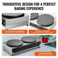 VEVOR Electric Crepe Maker, 16-Inch Double Head Commercial Crepe Machine, 3400W Flat Plate Crepe Griddle, Nonstick Stainless Steel Pancake Making -Vevor GUEST edb61e50 1387 4f12 9885 f4205dd43493