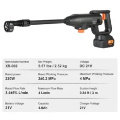 VEVOR Cordless Pressure Washer, 580-PSI 1.1 GPM Portable Power Cleaner, Handheld High-Pressure Car Washer Gun With 4.0Ah Battery, Charger, Black -Vevor GUEST ef175151 5da9 40b6 8a30 5a9cdb81e493