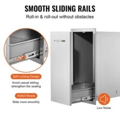 VEVOR Pull Out Trash Drawer 13.6Wx26Hx19.3D Inch Lower Sliding Rails Stainless Steel Roll Out Trash Bin Pull Out Tray, Silver(No Trash Can) -Vevor GUEST ef227f62 5235 45d2 8f9f b22b674ae4cd