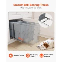 VEVOR Pullout Trash Can For Kitchen Cabinets, 35 QT X2 Double Under Sink Garbage Waste Recycling Bin, Under Mount Waste Container, Gray -Vevor GUEST ef6ff803 24ba 4990 bf21 dbbb3fbb486a