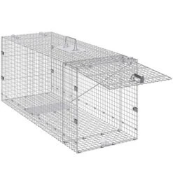 VEVOR Live Animal Cage Trap, 42" X 16" X 18" Humane Cat Trap Galvanized Iron, Folding Animal Trap With Handle For Stray Dogs, Armadillos, Raccoons -Vevor GUEST efa6baa3 f9de 47e6 acf6 297667a98626