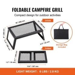 VEVOR Folding Campfire Grill, Heavy Duty Steel Mesh Grate, 18" Portable Camping Grates Over Fire Pit, Camp Fire Cooking Equipment -Vevor GUEST eff8c832 cb93 404d ba1c 830dc63dec02