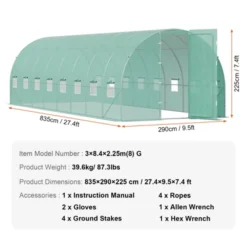 VEVOR Walk-in Tunnel Greenhouse, 27.4x9.5x7.4 Ft Hoop House Greenhouse With Galvanized Steel Frame, PE Cover, Swing Door And 16 Roll-up Windows -Vevor GUEST f00f34a7 dddf 4e46 870f 8a85edbea8de