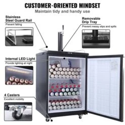 VEVOR Beer Kegerator, Single Tap Draft Beer Dispenser, Full Size Keg Refrigerator With Shelves, CO2 Cylinder, Drip Tray & Rail, Silver -Vevor GUEST f0375189 d3a0 44ad aefe 27f33fe62b14